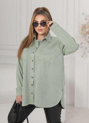 Женская весенняя рубашка из замшевой ткани на пуговицах размеры 46-603 фото