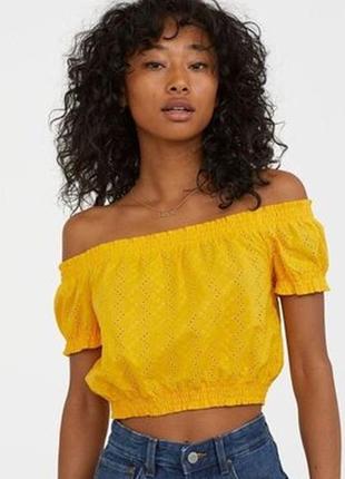 Бавовняний топ блуза з вишивкою ришельє прошва