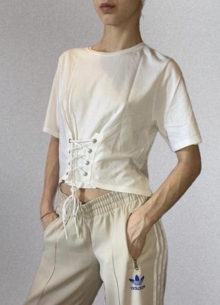 Кроп топ, укороченная футболка на завязках zara