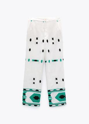 Штаны с вышивкой zara lino