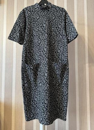 Плотное платье джемпер в леопардовый принт m&s