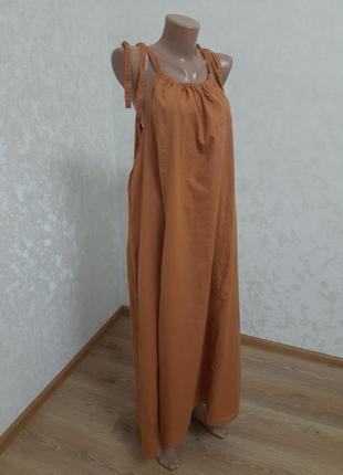 Шикарный брендовый свободный коттоновый сарафан10 фото