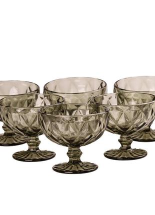 Креманки из толстого стекла набор 6 штук по 300 мл зеленый