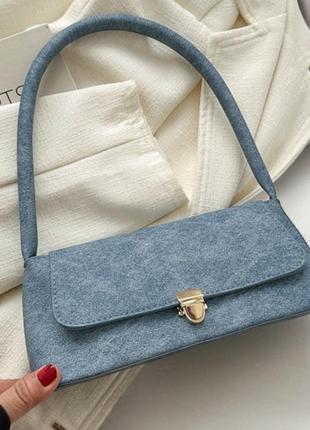 Жіноча сумка/сумка багет/маленька сумка на плече/ джинсова сумка синій денім2 фото