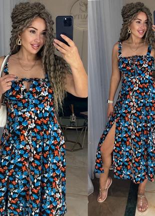 Жіноча літня сукня міді,сарафан,женское летнее платье миди,в цветок,в квіти
