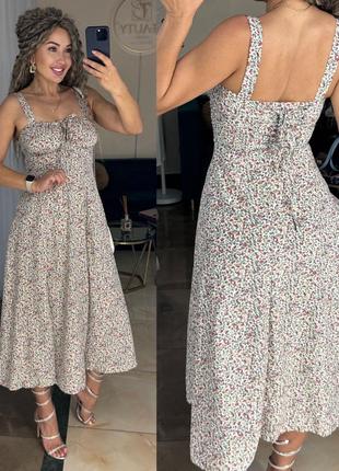 Жіноча літня сукня міді,сарафан,женское летнее платье миди,в цветок,в квіти