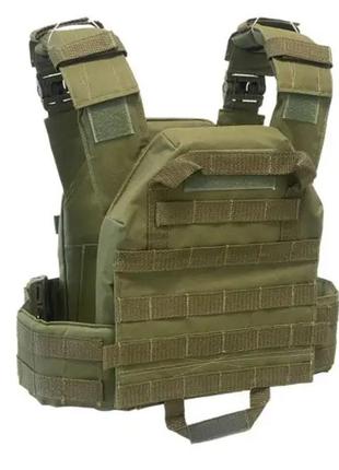 Плитоноска тактическая военный жилет разгрузочный с системой molle и быстрым сбросом оливковый