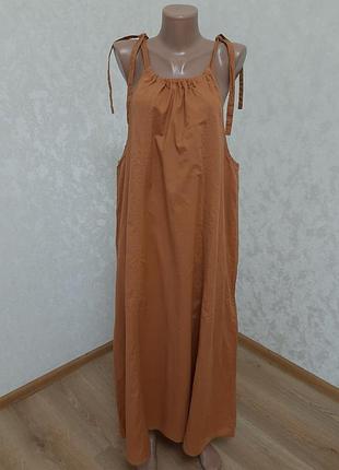 Шикарный брендовый свободный коттоновый сарафан