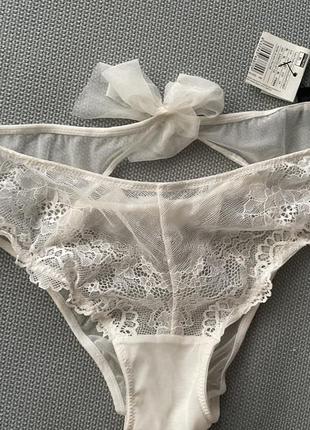 Women's secret белые молочные трусики сетка с кружевом свадебные невеста xl