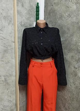 ✅zara/кружевная рубашка/ажурная рубашка/укороченная рубашка6 фото