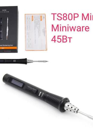 Портативний паяльник ts80p miniware 45вт, жало ts-b02, у металевому корпусі