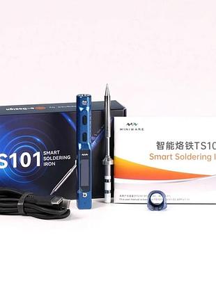 Портативний паяльник ts101 65w blue miniware e-design 6