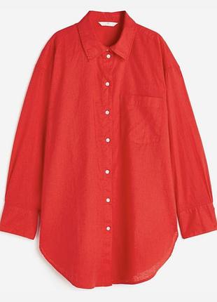 Рубашка женская натуральная ткань рубашка коралловая удлиненная оверсайз