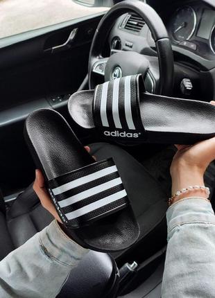 Летние мужские пляжные тапки шлепанцы adidas адидас черные