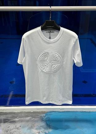 Футболка стон айленд біла | футболки від stone island