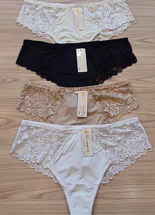 Жіночі трусики бразиліана з високою посадкою з мікрофібри та мережива annajolly 9863