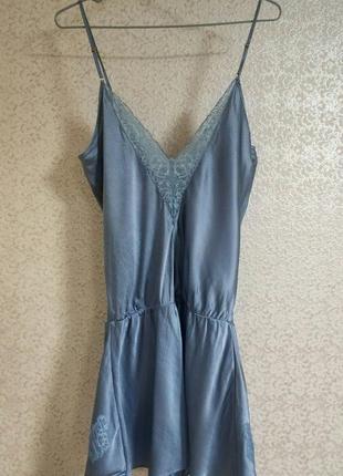 Marks & spencer autograph стильный шелковый шелковый шелк silk body боди пеньюар комбинация комбидресс, р.14