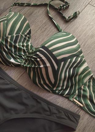 34dd,75е,м(12),mint velvet, роскошный раздельный купальник бандо цвета хаки на поролоне, новый