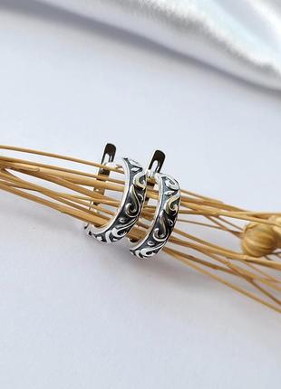 Серебряные сережки серьги без камней серебро 925 пробы черненное 3.20г 56324ч