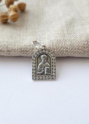 Серебряная икона ладанка св. николай серебро 925 пробы черненное 3313ч 1.90г