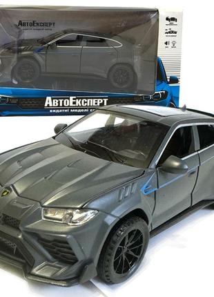 Машинка металева lamborghini urus ламборгіні урус 1:32 сіра світло звук інерція відкр двері багажник капот 15*7*5см, (rs-11800)