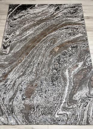 Ковер 1.5x2.3м optima с комбинированым ворсом и термоусадкой  мрамор gray 3563a