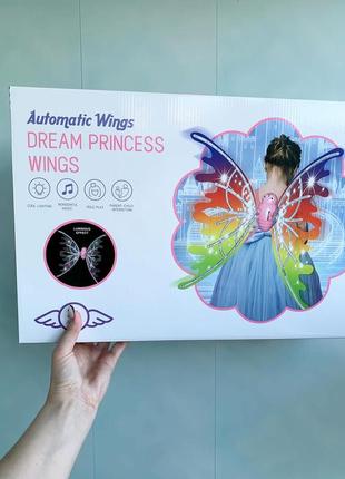 Дитячі світлодіодні крила феї, рухомі, світні великі крила метелики феї світло, звук, фея