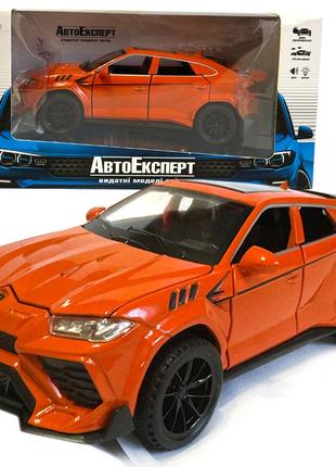 Машинка металева lamborghini urus ламборгіні урус 1:32 помаранчева світло звук інерція відкр двері багажник капот 15*7*5см,