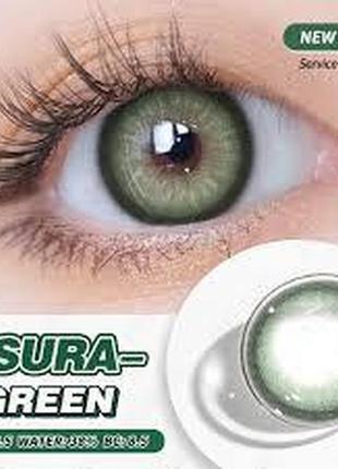 Цветные линзы зелёные asura green + контейнер для хранения в подарок9 фото