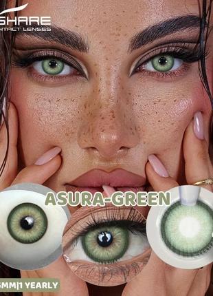 Цветные линзы зелёные asura green + контейнер для хранения в подарок10 фото