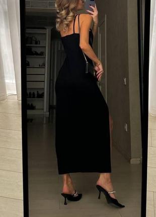 Роскошное однотонное базовое новое обтягивающее облягающее женское вечернее длинное...