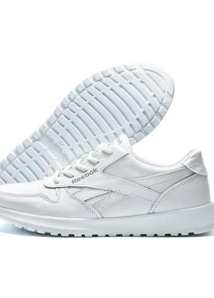 Демисезонные подростковые кожаные кроссовки reebok белые