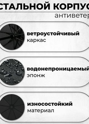Зонтик премиум качества – автоматический, мужской укреплённый зонт с деревянной ручкой