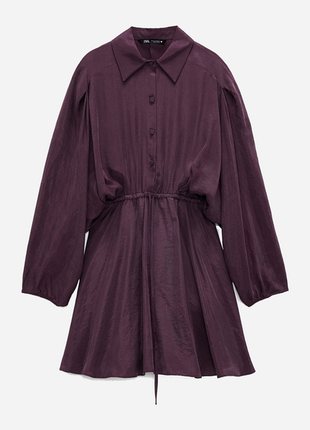 Платье рубашка zara сиреневое m-l