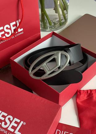 💎 diesel slim glittery belt with oval d buckle silver