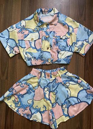 Сет костюм топ+юбка-шорты итальялия