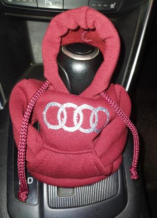 Чехол кофта худи аксессуар на кпп car hoodie ауди audi бордовый подарок автомобилисту 10070