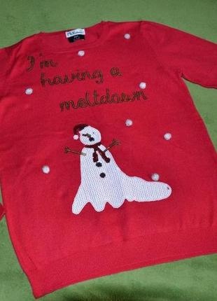 Новогодний рождественский свитер кофта р. 40 12 f&amp;f