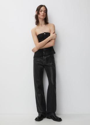Кожаные брюки pull & bear брюки клеш