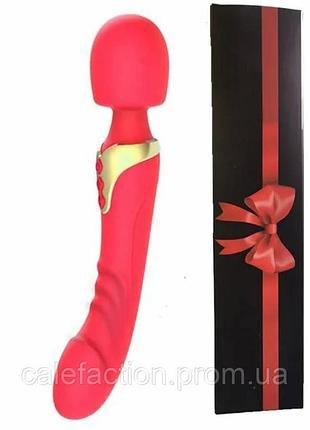 Красный двойной вибратор вагинально-клиторальный toyjoy мощный вибратор с аккумулятором на 10 режимов
