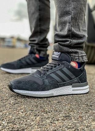 Кросівки чоловічі australia adidas marathon chalk white grey color code ho темно-сірі