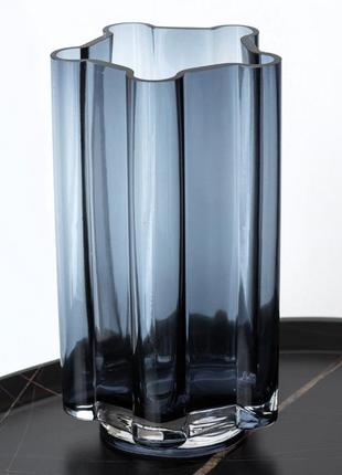 Стеклянная декоративная ваза для цветов "бриз", 23 см, декор для дома