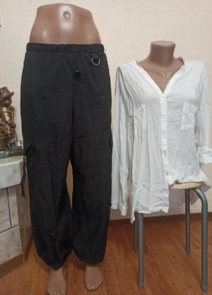 Фирменные свободные тонесенькой легкой плащевки брюки карго и легкая свободная оверсайз рубашка m-l2 фото