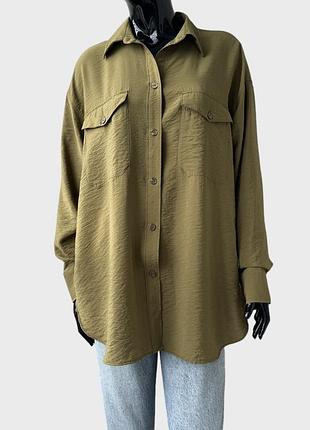 Віскозна сорочка рубашка h&m вільного крою оверсайз віскоза