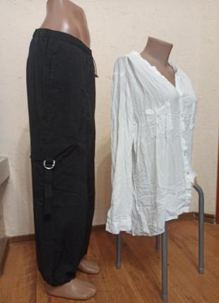 Фирменные свободные тонесенькой легкой плащевки брюки карго и легкая свободная оверсайз рубашка m-l3 фото
