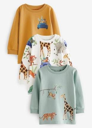 Реглани бавовняні 3шт на хлопчиків🦒🐊🐅🐒