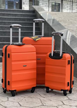 3 шт комплект ударопрочный wings чемодан дорожный  на колесах польша 4 колеса3 фото