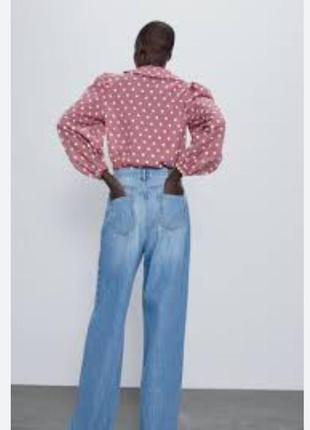 Рубашка в вышитый горошек с красивым скругленным воротничком во французском стиле zara3 фото