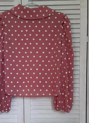 Рубашка в вышитый горошек с красивым скругленным воротничком во французском стиле zara5 фото