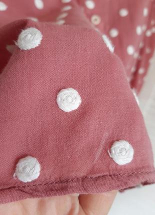 Рубашка в вышитый горошек с красивым скругленным воротничком во французском стиле zara7 фото